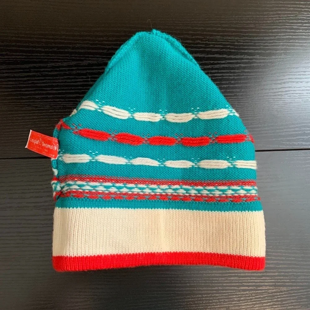Vintage Vermont Originals Knit Winter Ski Hat Beanie Snowflakes‎ 100% Wool